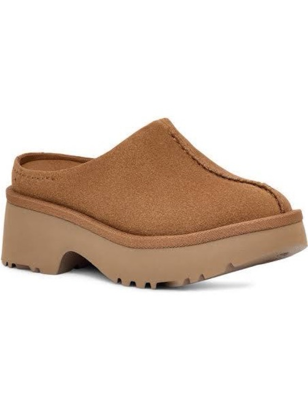UGG Women's Tan Suede Platform Clog Mule